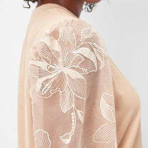 BROWN 🤎 EXPRESS SHEAR ORGANZA SLEEVE SWEATER